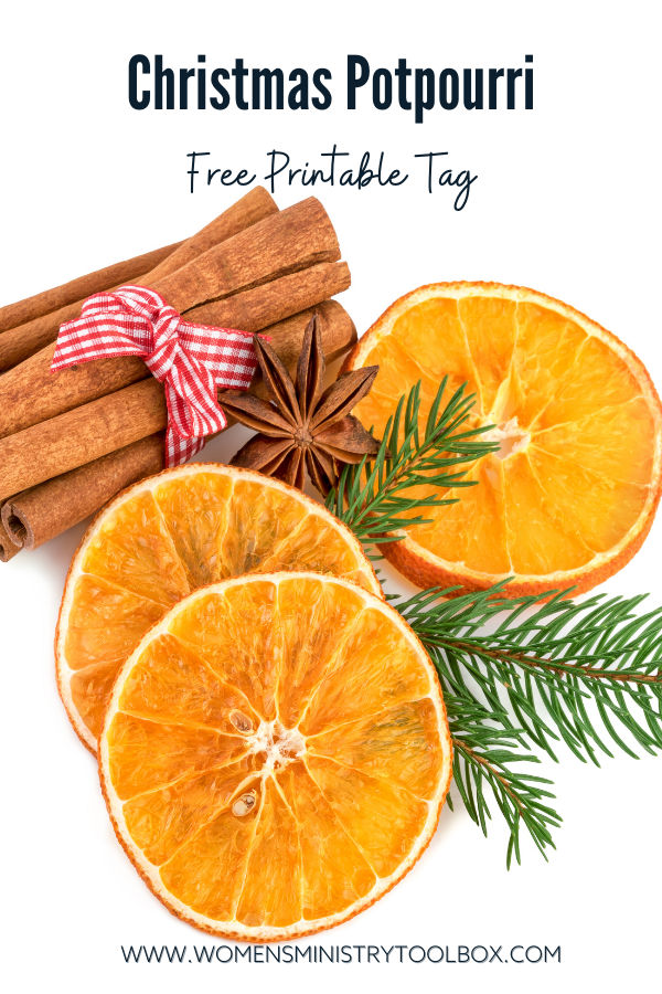 Christmas Potpourri includes free printable tag. Perfect favor for your Christmas fellowship!