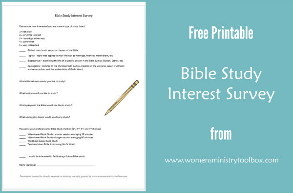 Free Printable Bible Study Interest Survey