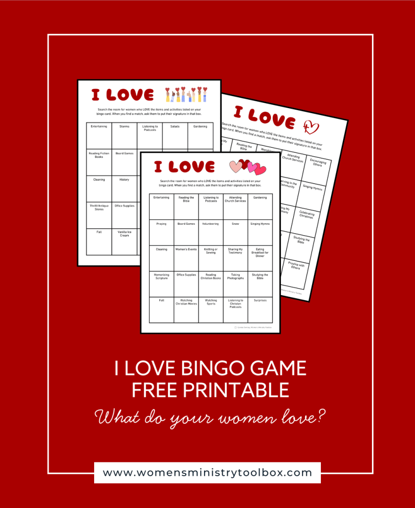 I LOVE bingo game for women's ministry and Bible study meetings. Free printable.
