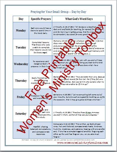 Free Printable for Praying for Your Small Group Day-by-Day